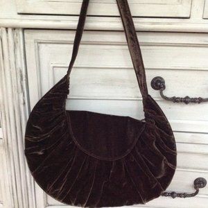 Brown Velvet Shoulder Bag
